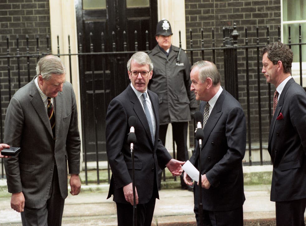 Northern Ireland Secretary Patrick Mayhew, Prime Minister John Major, Taoiseach Albert Reynolds (PA)