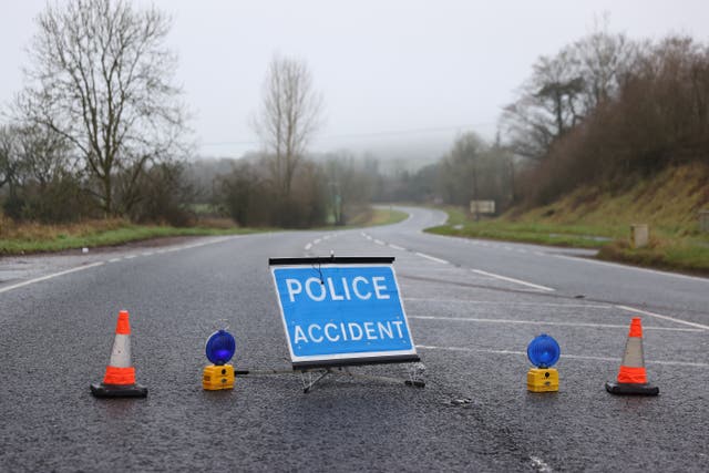 The road was closed for several hours for a crash investigation (Liam McBurney/PA)
