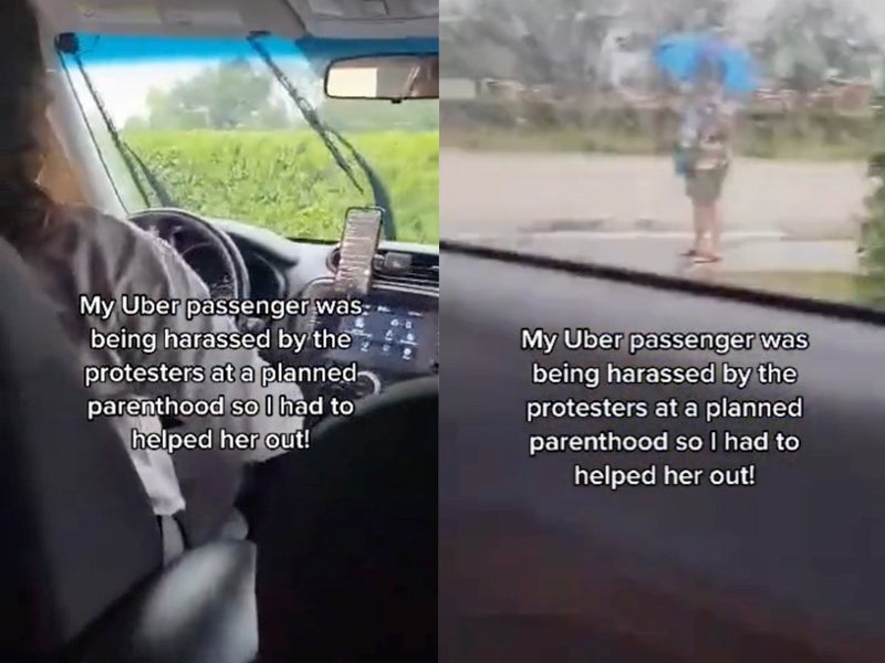 Uber driver blasts music while driving passenger past protestors in Planned Parenthood parking lot