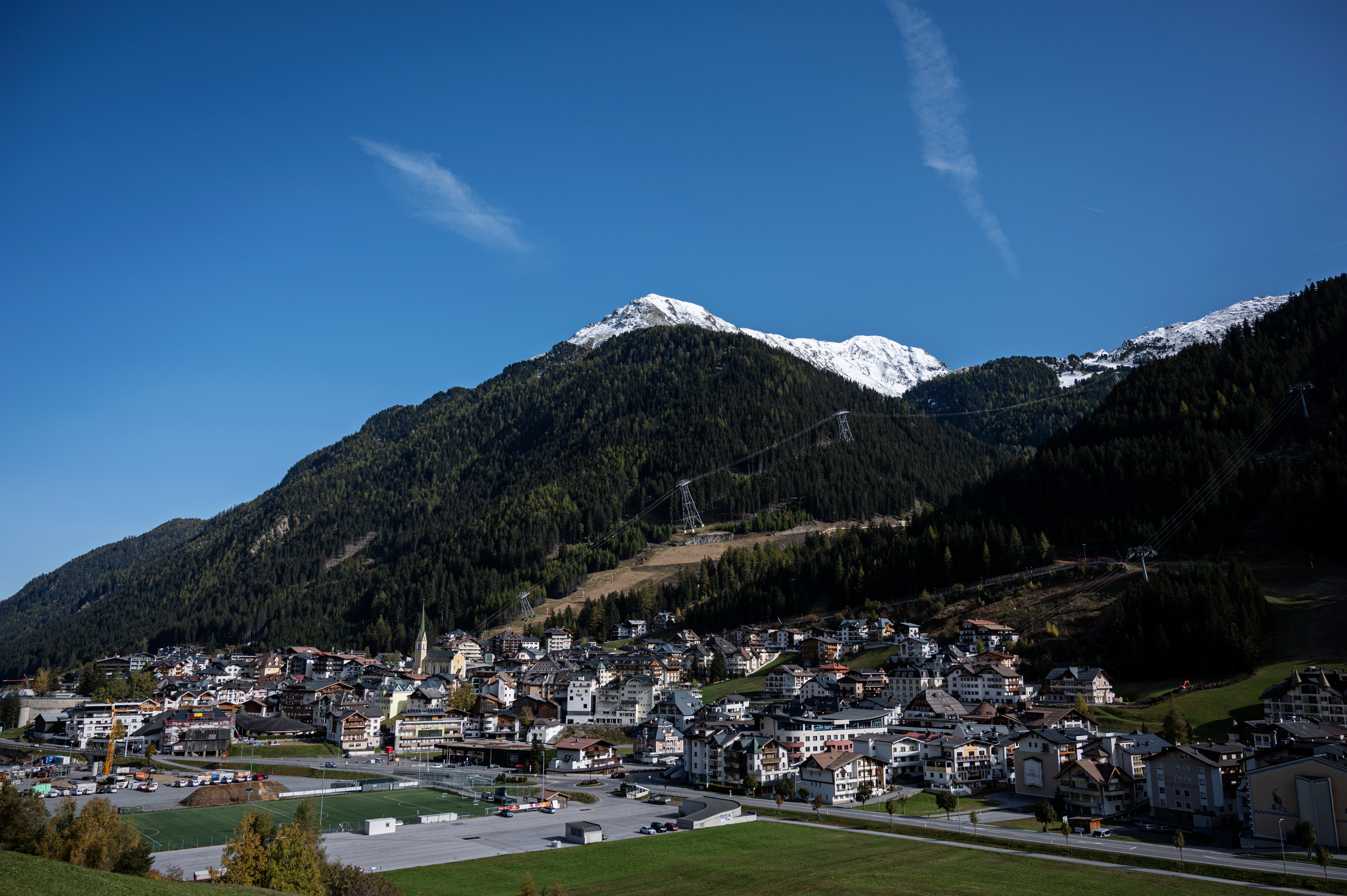 File photo: A view of the Tyrolean winter sports town Ischgl in Austria, 19 October 2020