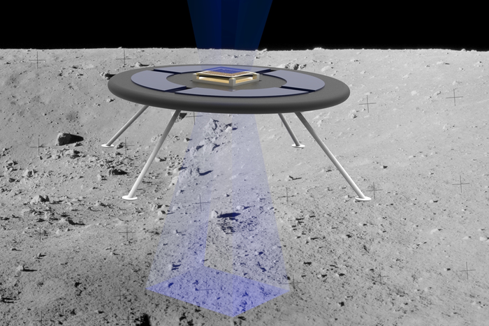 Illustration shows a concept image of a hovering rover that levitates by harnessing the moon’s natural charge
