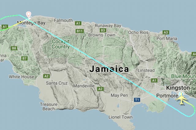 <p>Plan A: BA’s flight path across Jamaica to free up a spare aircraft</p>
