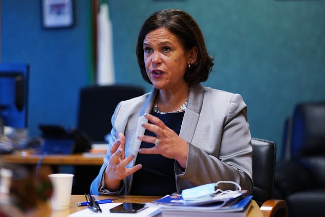 Sinn Fein leader Mary Lou McDonald during an interview in her office at Leinster House in Dublin (Brian Lawless/PA)