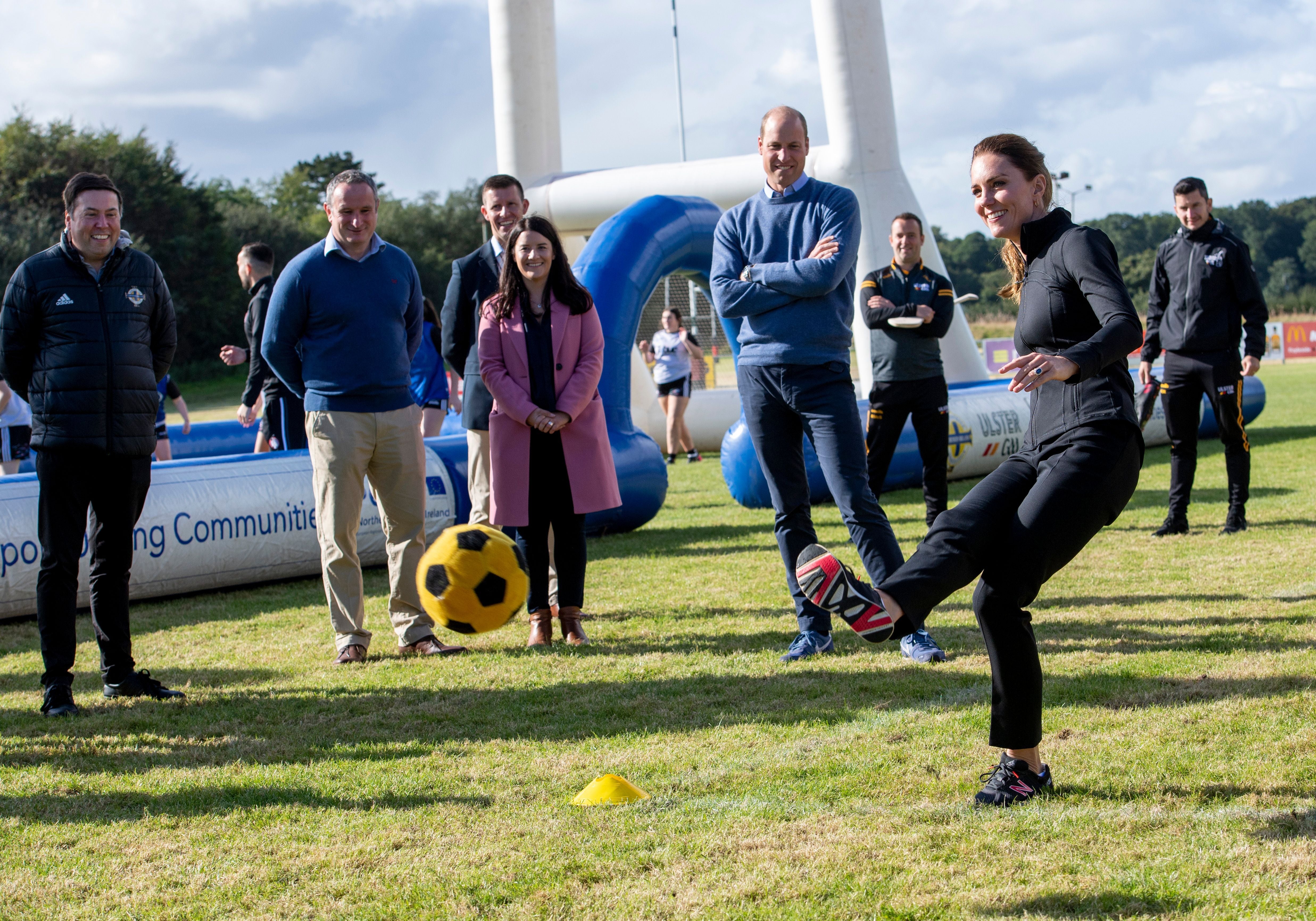 In September, the Duke and Duchess of Cambridge visited the City of Derry rugby club where they participated in a sports initiative bringing football, rugby and GAA playing children, together (Tim Rooke/PA)