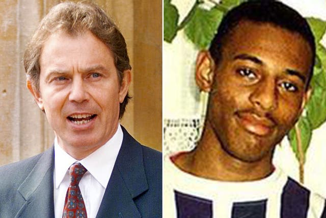 <p>Former prime minister Tony Blair, and Stephen Lawrence </p>