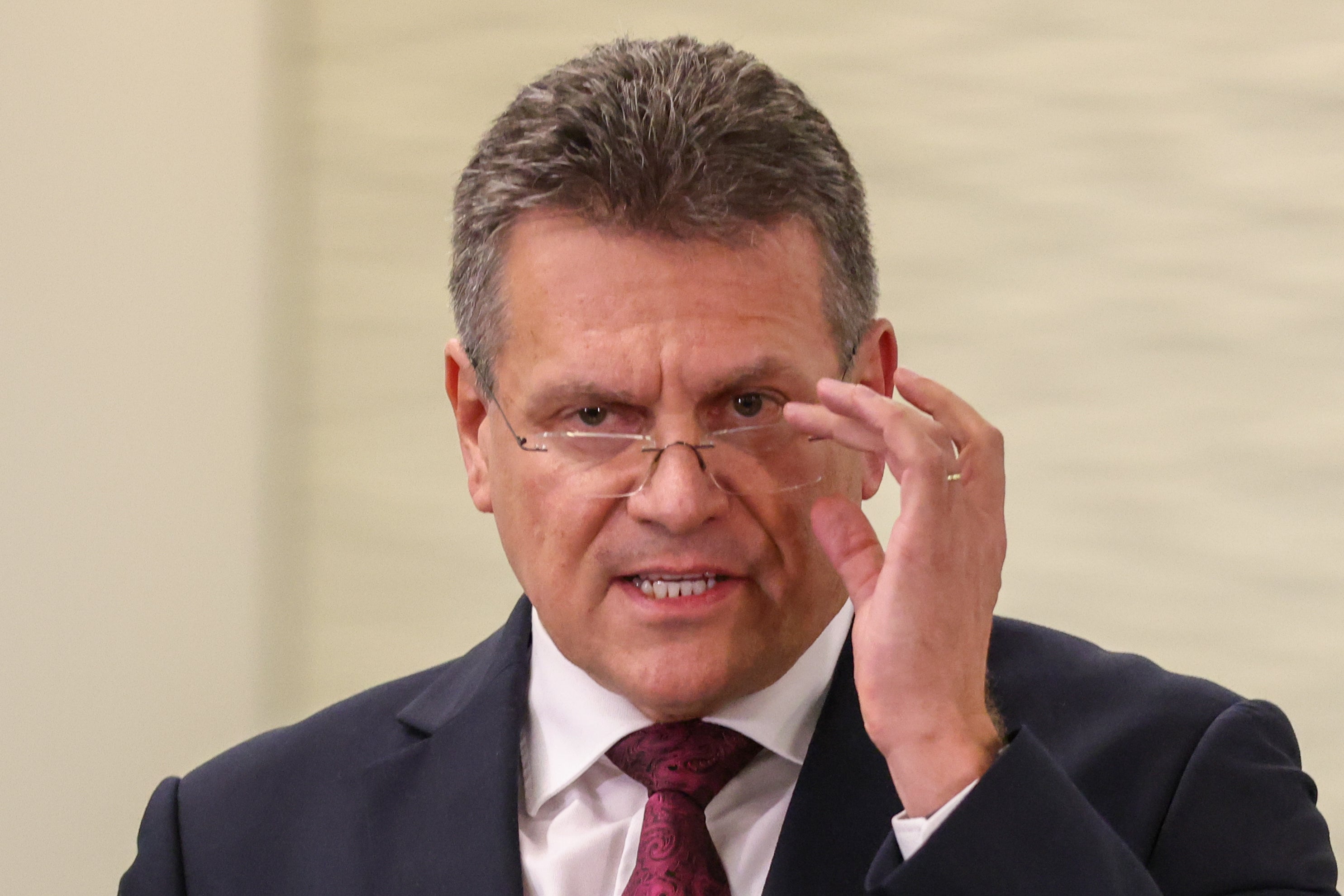 EU Commission vice president Maros Sefcovic said ‘London has breached a great deal of trust’ with Europe (Hollie Adams/PA)