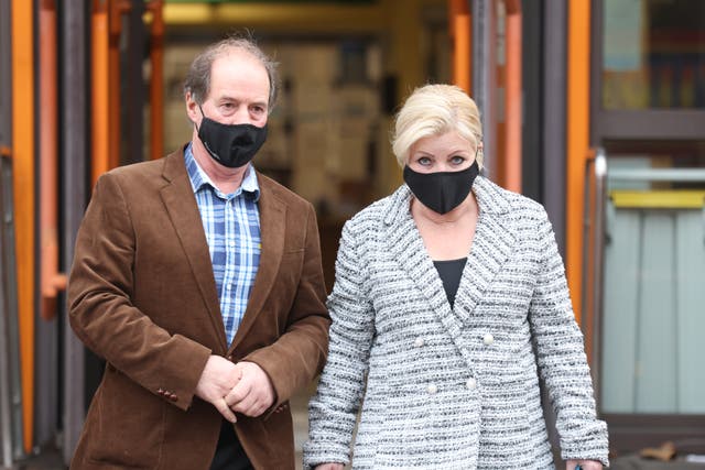 Sandra Durdin, 58, and Trevor Dempsey, 62 from Chingford, leave Thames Magistrates’ Court (James Manning/PA)