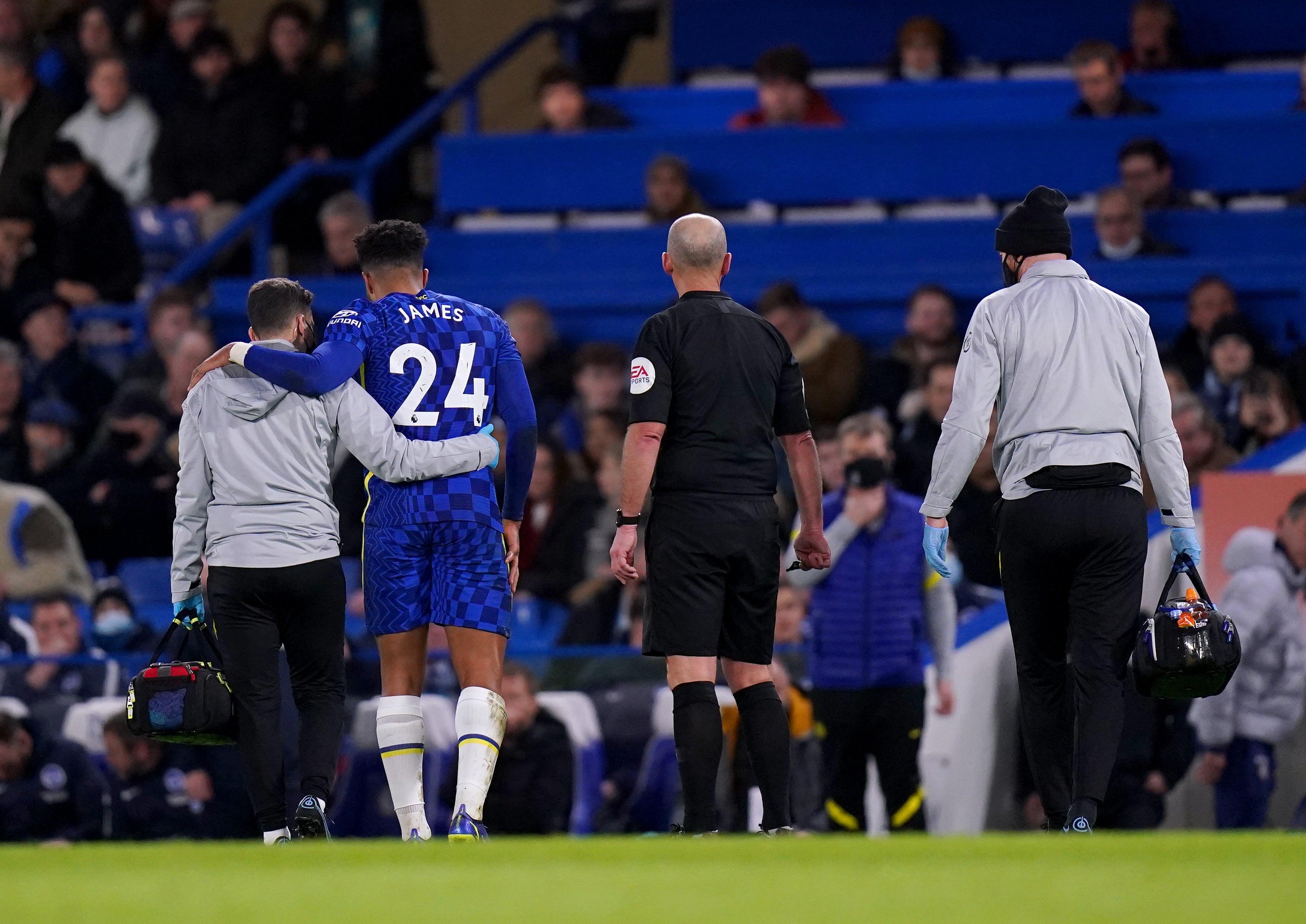 Reece James suffered an injury against Brighton (Adam Davy/PA)