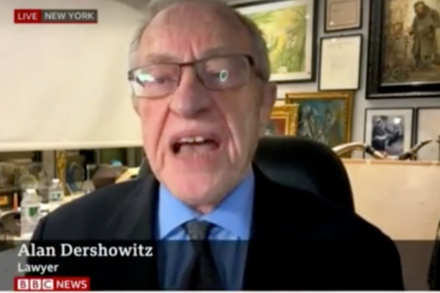 <p>Alan Dershowitz interview on BBC News, minutes after Ghislaine Maxwell received a guilty verdict on federal sex trafficking charges</p>