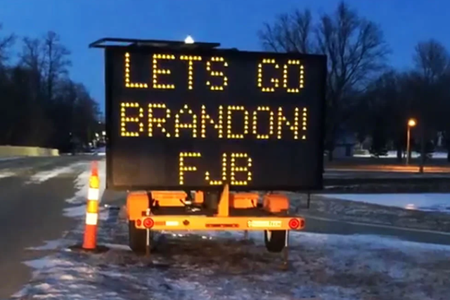 <p>The sign, in Dell Rapids, caught the attention of many passers by </p>