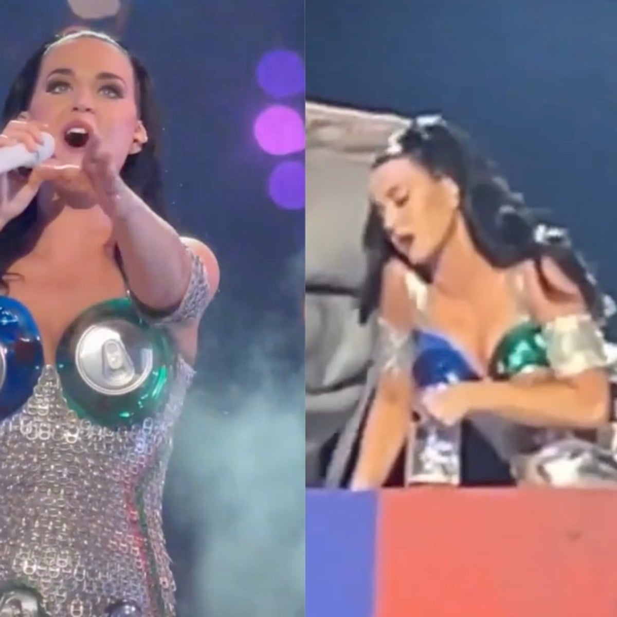 Katy Perry wears beer can bra during Las Vegas residency