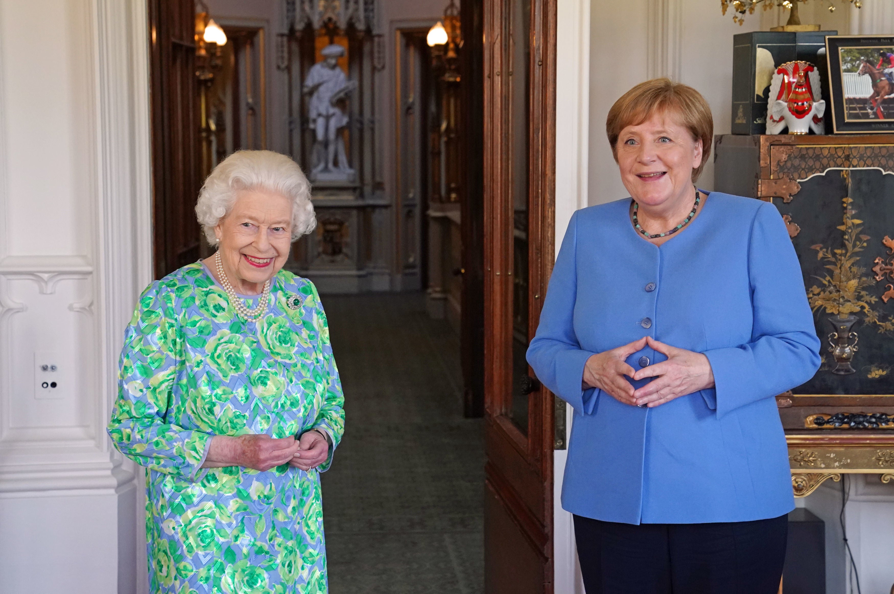 The Queen hosted Angela Merkel as the German chancellor prepared to step down (Steve Parsons/PA)