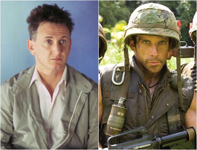<p>L-R: Sean Penn in ‘I Am Sam’ and Ben Stiller in ‘Tropic Thunder'</p>