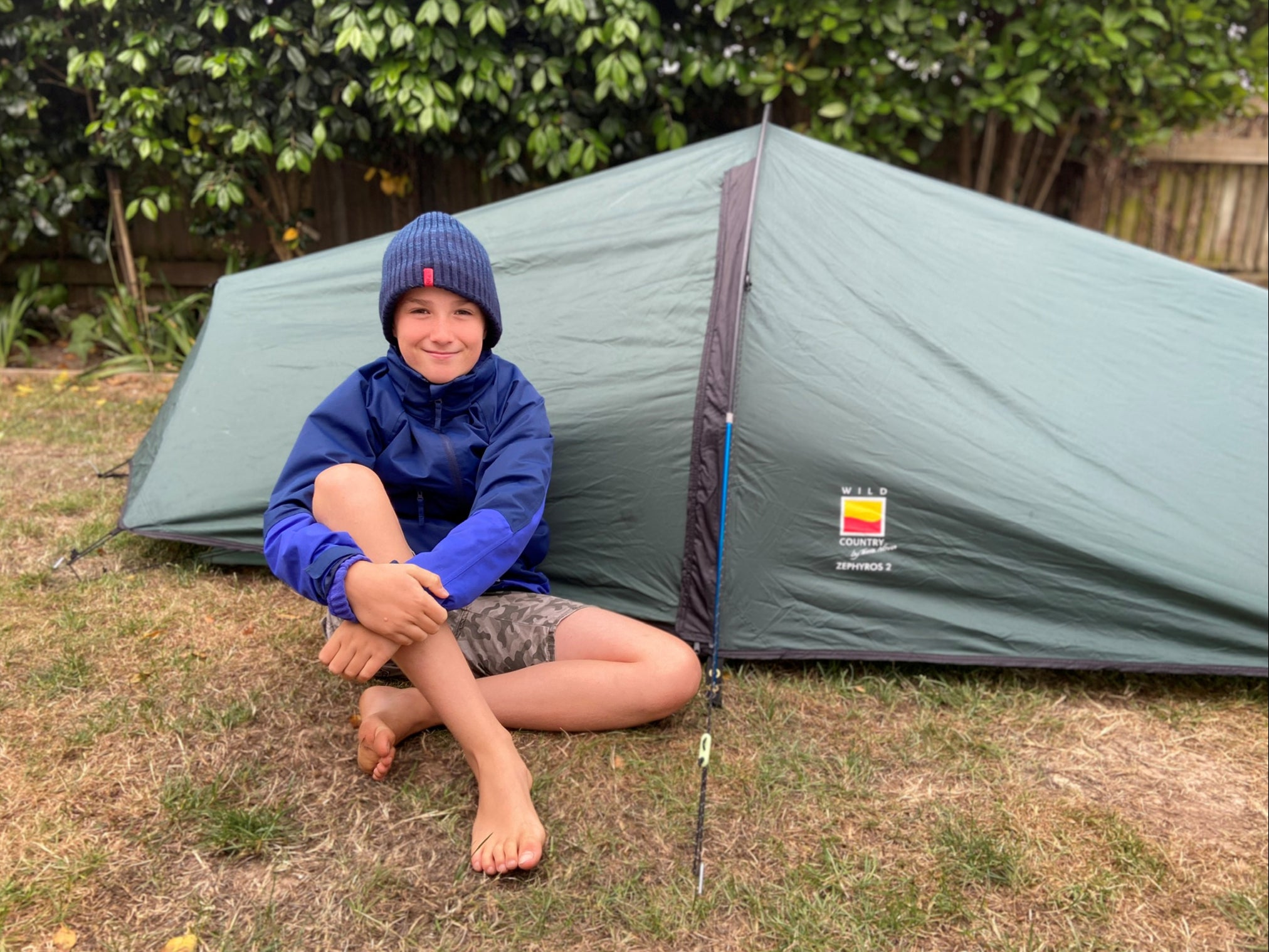 Max Woosey has been camping in his garden since March 2020