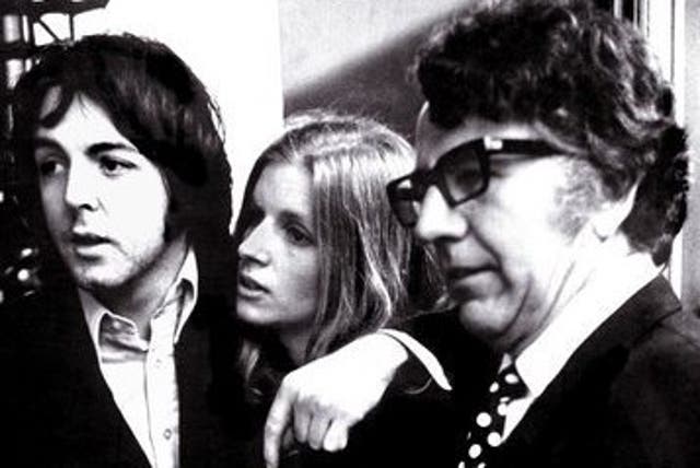 <p>Denis O’Dell with Paul and Linda McCartney</p>