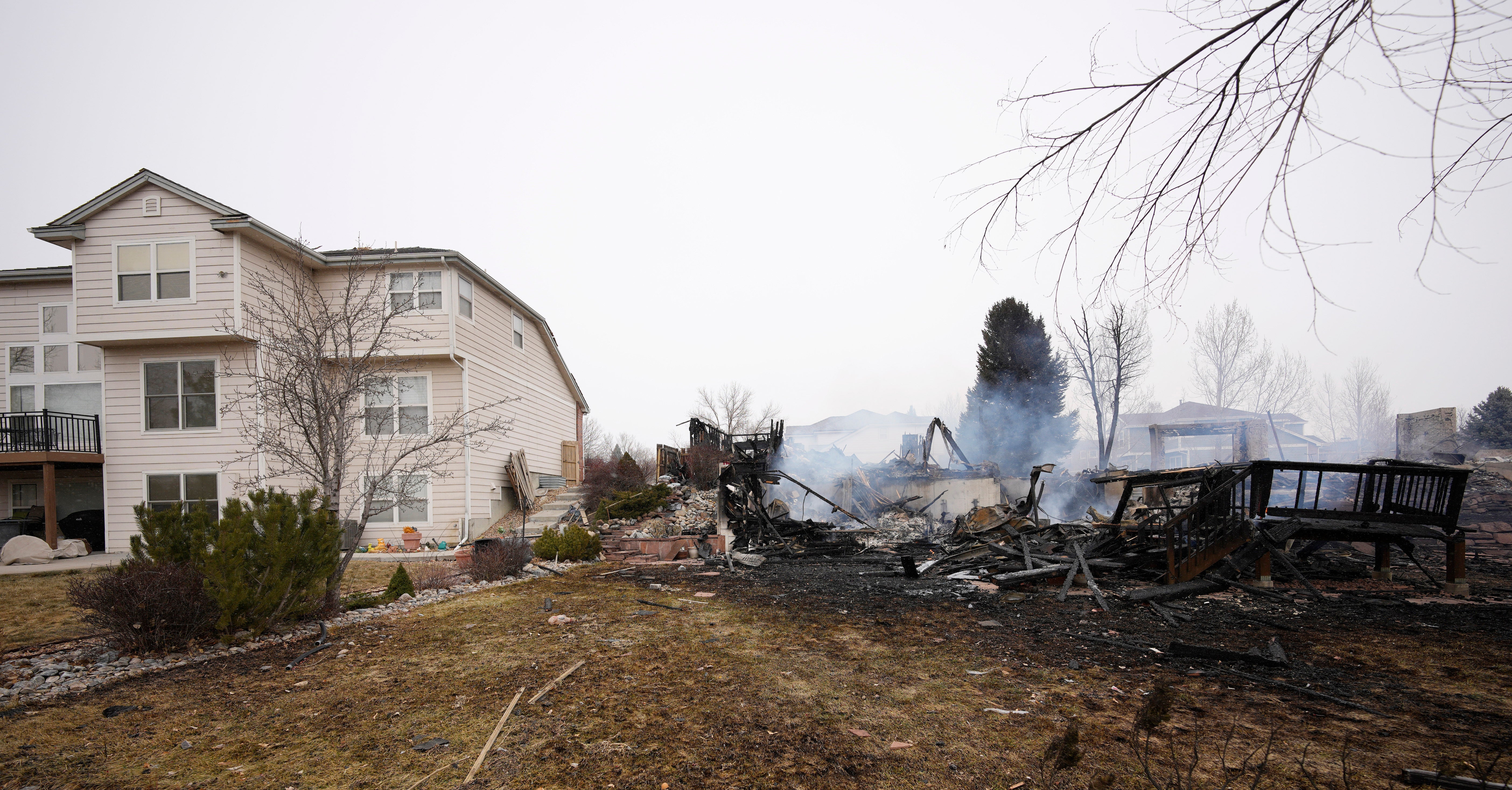 In some areas the fire stopped abruptly leaving one house untouched and the neighbouring property destroyed