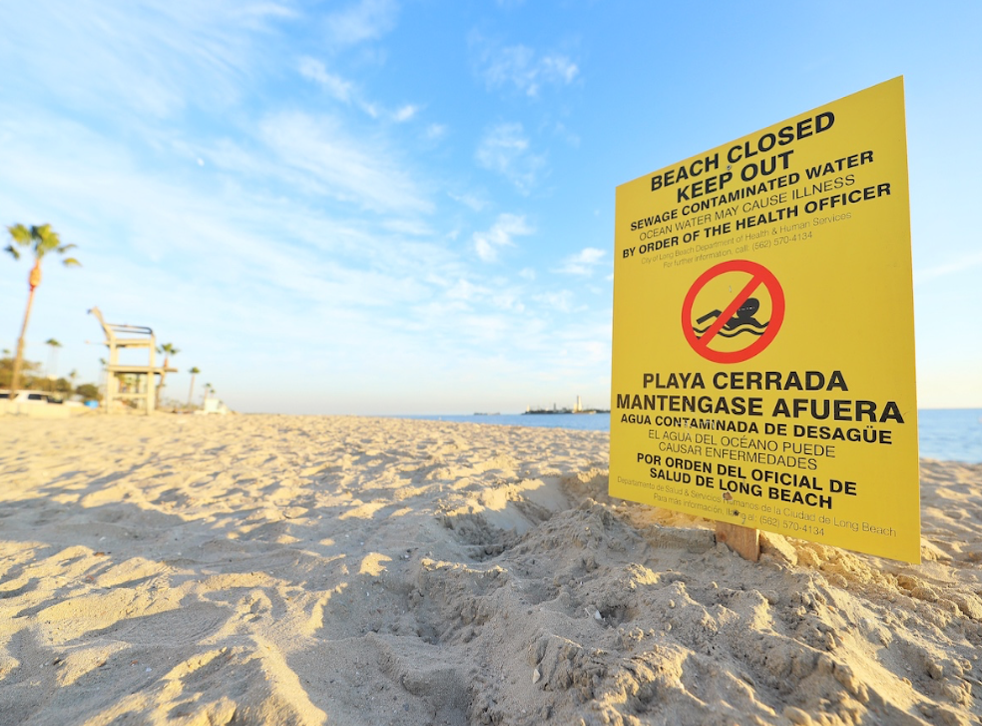 <p>Long Beach in Los Angeles is closed after up to four million gallons of untreated sewage spilled into the Dominguez Channel</p>