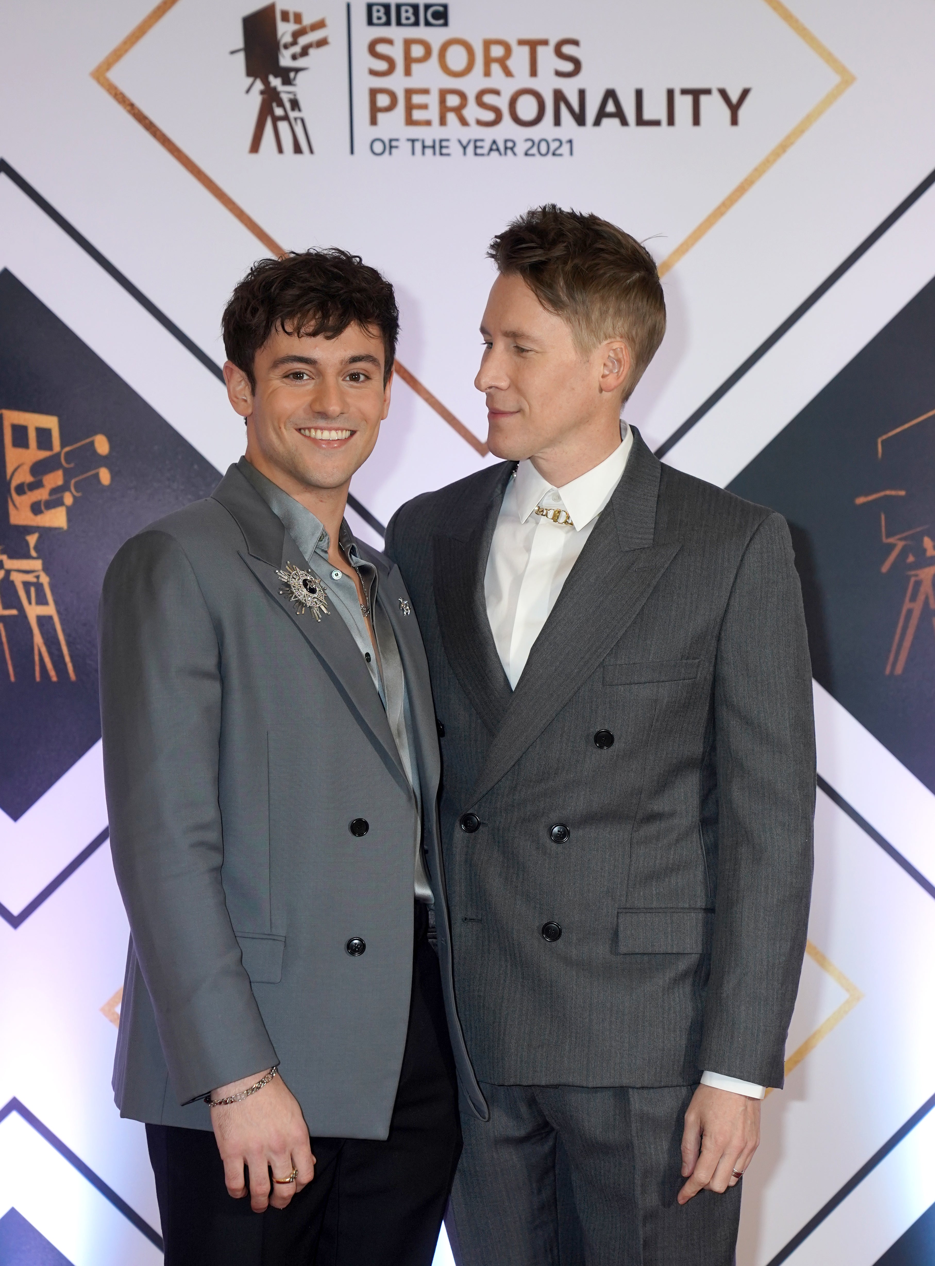 Tom Daley, pictured with husband Dustin Lance Black, won second at the Sports Personality of the Year awards last month (David Davies/PA)
