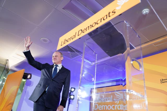 Liberal Democrat leader Sir Ed Davey said his party is preparing to ‘turn the Blue Wall yellow’ (Ian West/PA)