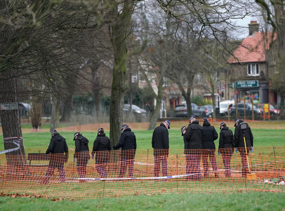 Police activity at Ashburton Park, Croydon, south London after a 15-year-old boy was stabbed to death on Thursday. Picture date: Friday December 31, 2021.