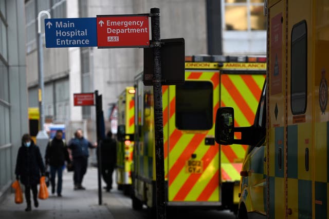 <p>Ambulances outside the Royal London hospital</p>
