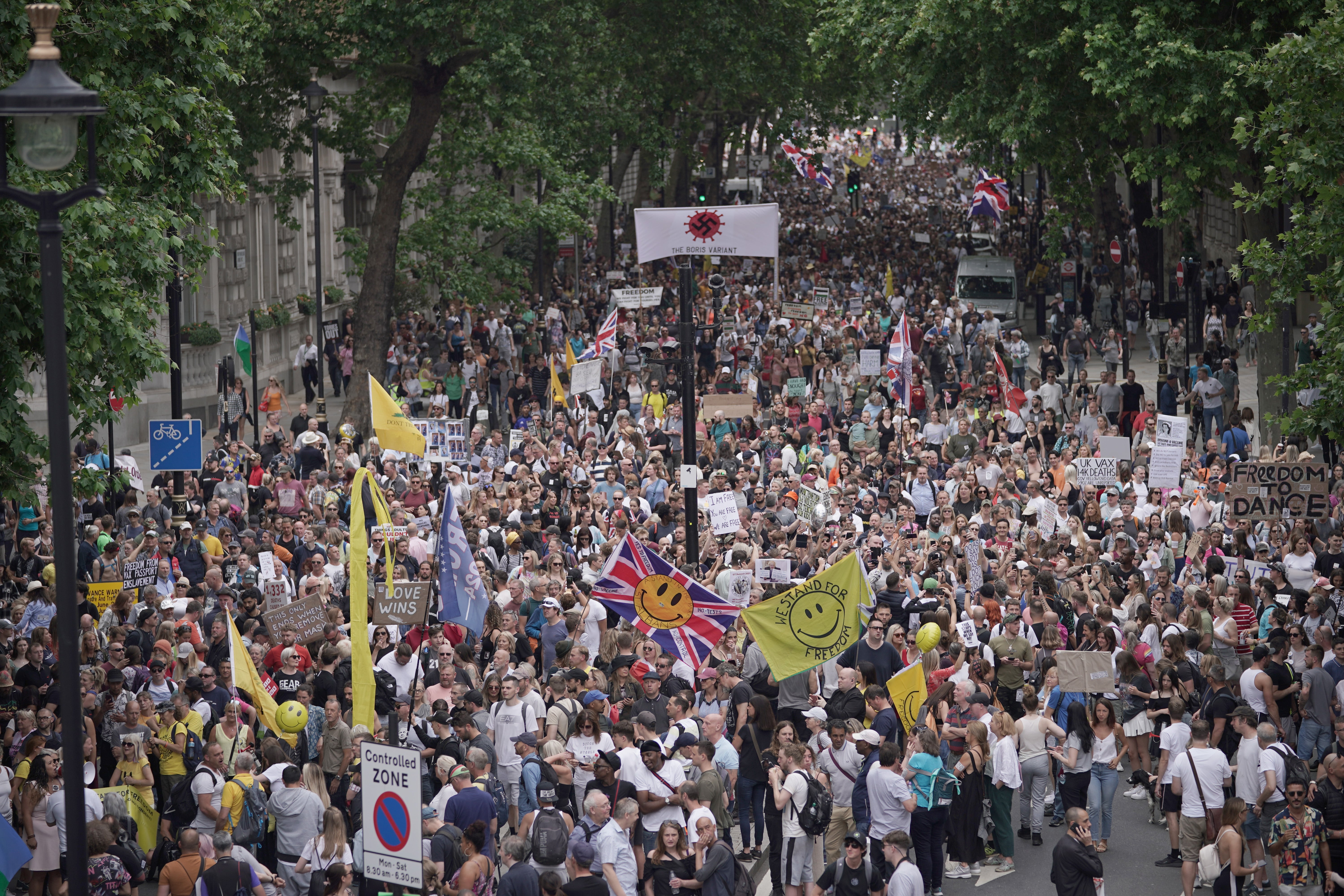 An anti-lockdown protest in London in June 2021 (Aaron Chown/PA)