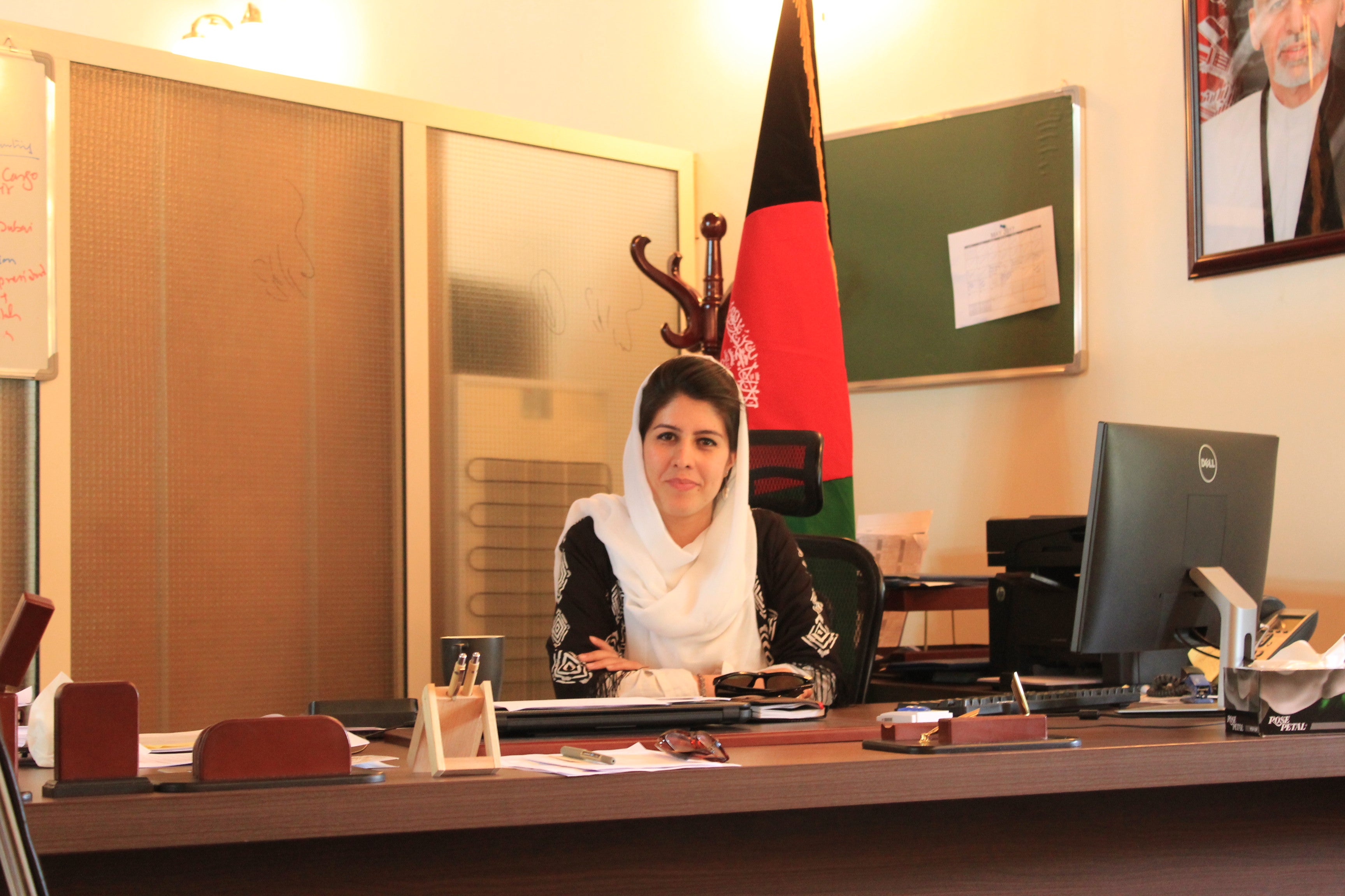 Tamana Safi in her previous job in Kabul’s presidential palace
