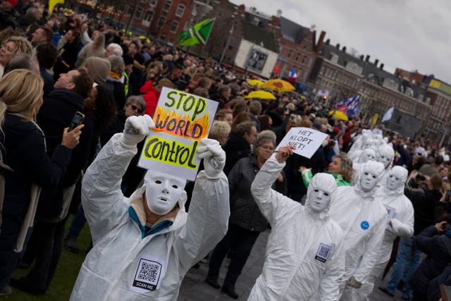 Virus Outbreak Netherlands Protest