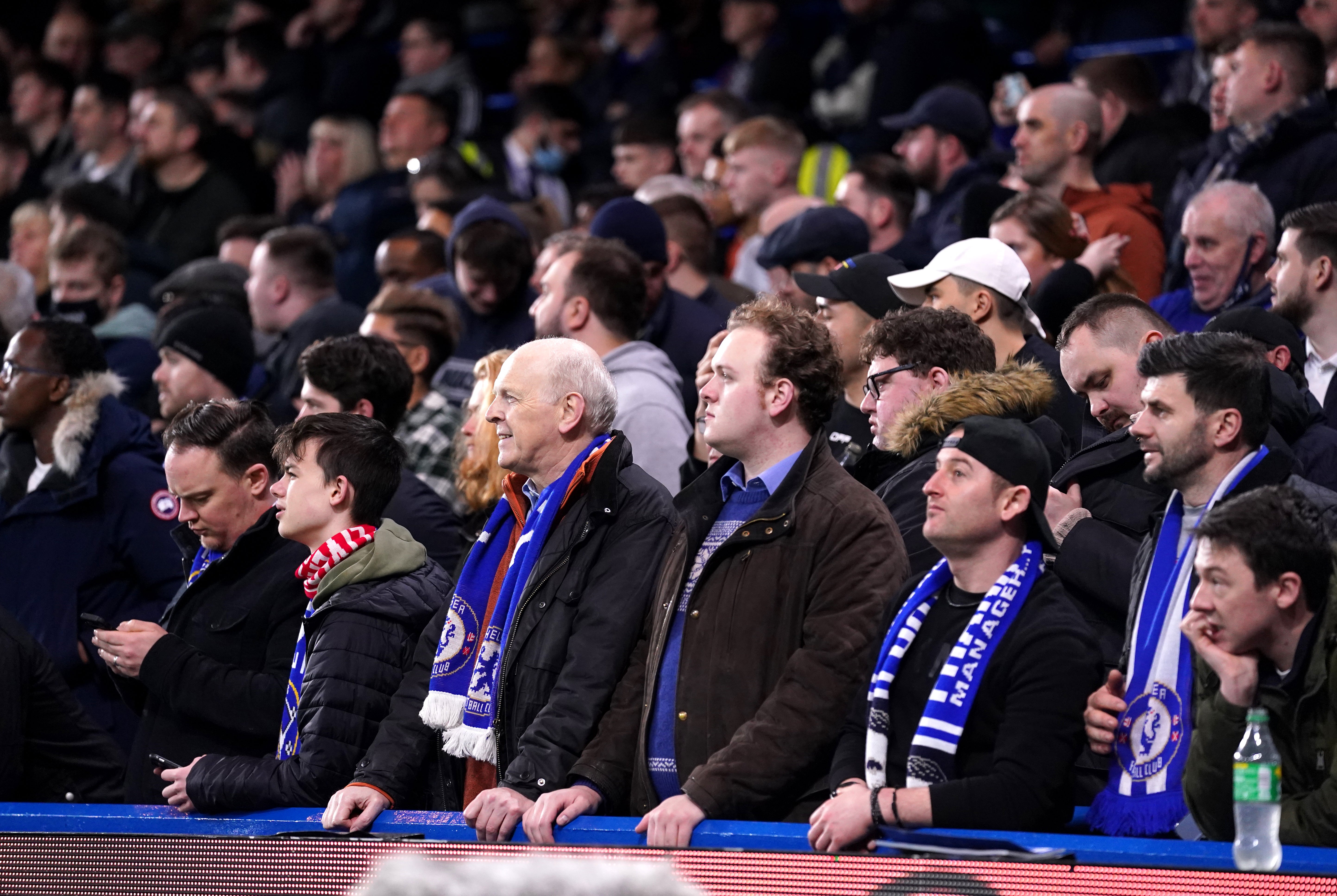 Sunday’s contest at Stamford Bridge was part of the new safe standing pilot (Adam Davy/PA).