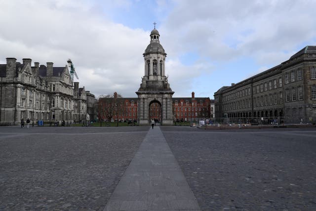 An almost empty front square in Trinity College Dublin (Brian Lawless/PA)
