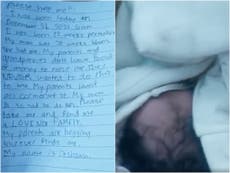 Newborn boy found abandoned in box with note saying: ‘My mom is so sad to do this’