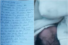 Newborn boy found abandoned in box with note saying: ‘My mom is so sad to do this’
