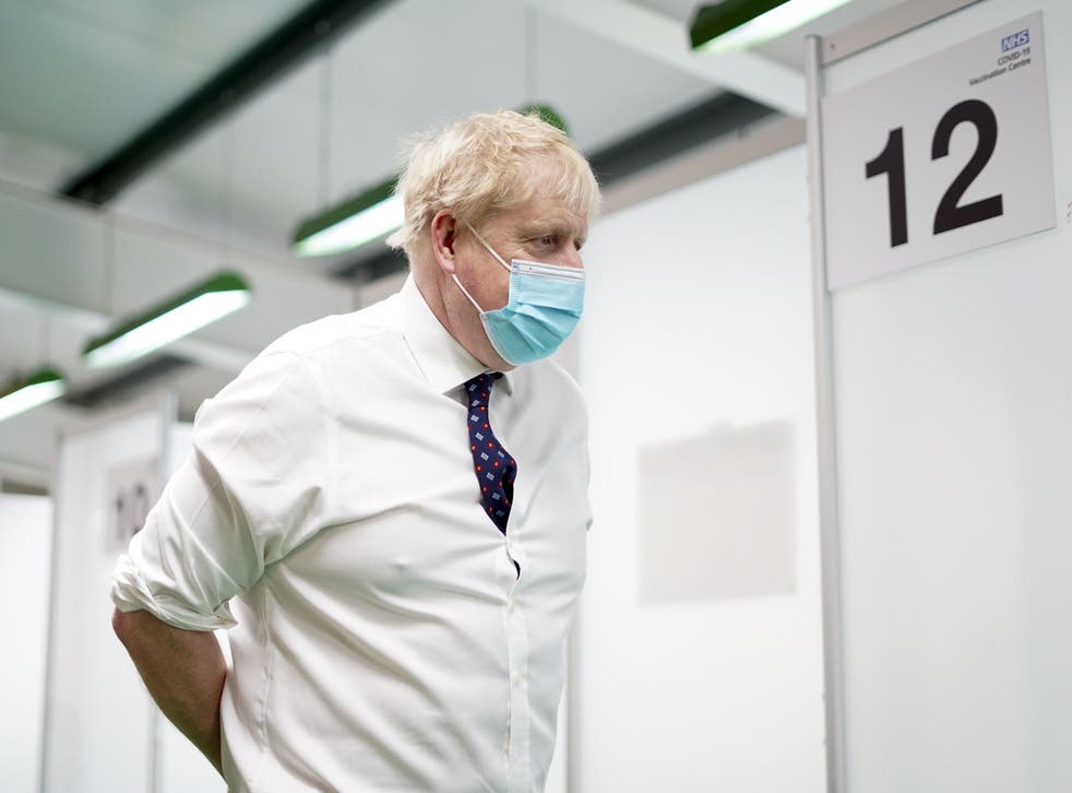 Prime Minister Boris Johnson during a visit to a vaccination hub in the Guttman Centre at Stoke Mandeville Stadium in Aylesbury, Buckinghamshire (Steve Parsons/PA)