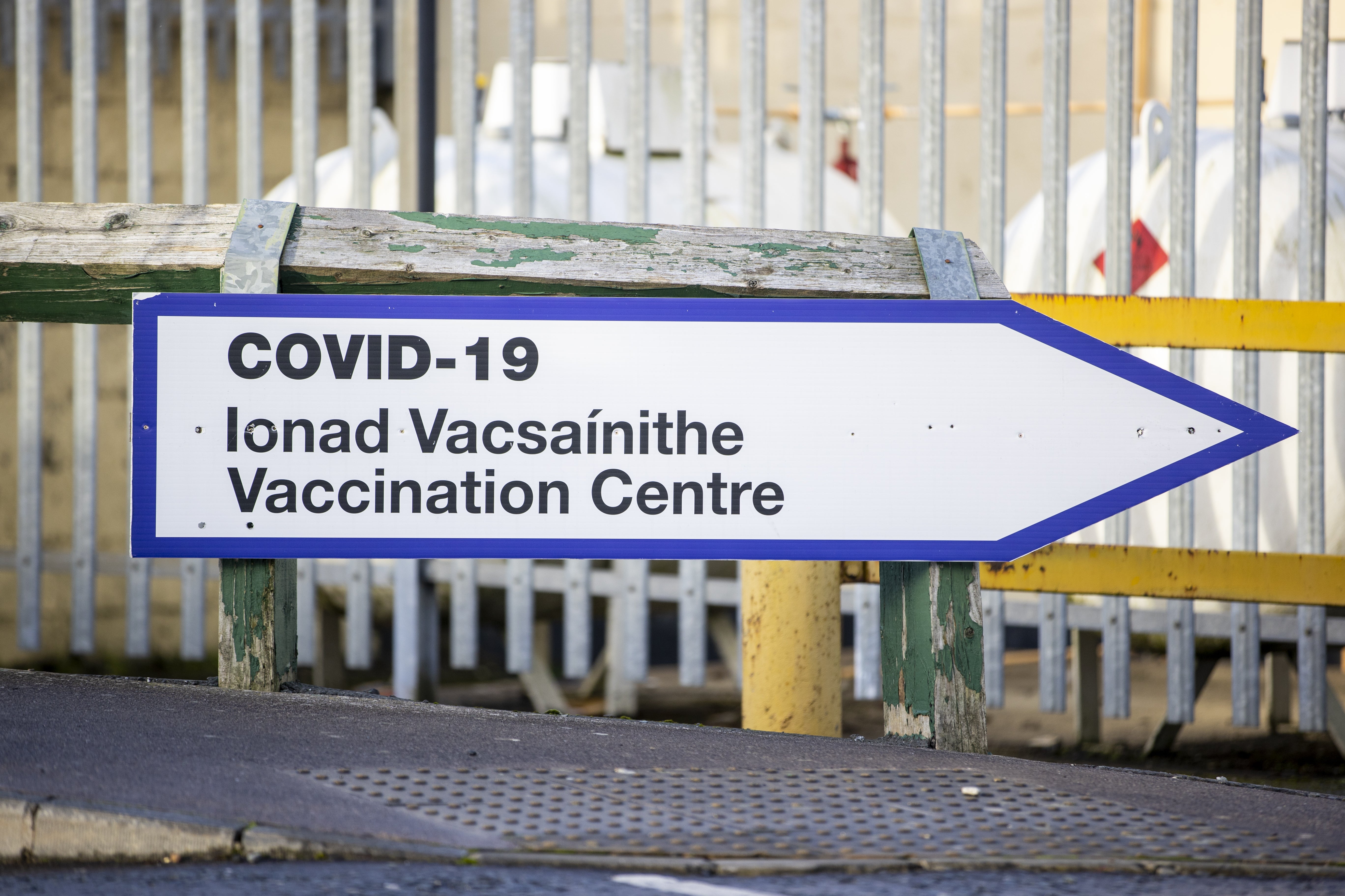 Signs directing people to a vaccination centre at The Glencarn Hotel in Castleblaney, County Monaghan (Liam McBurney/PA)