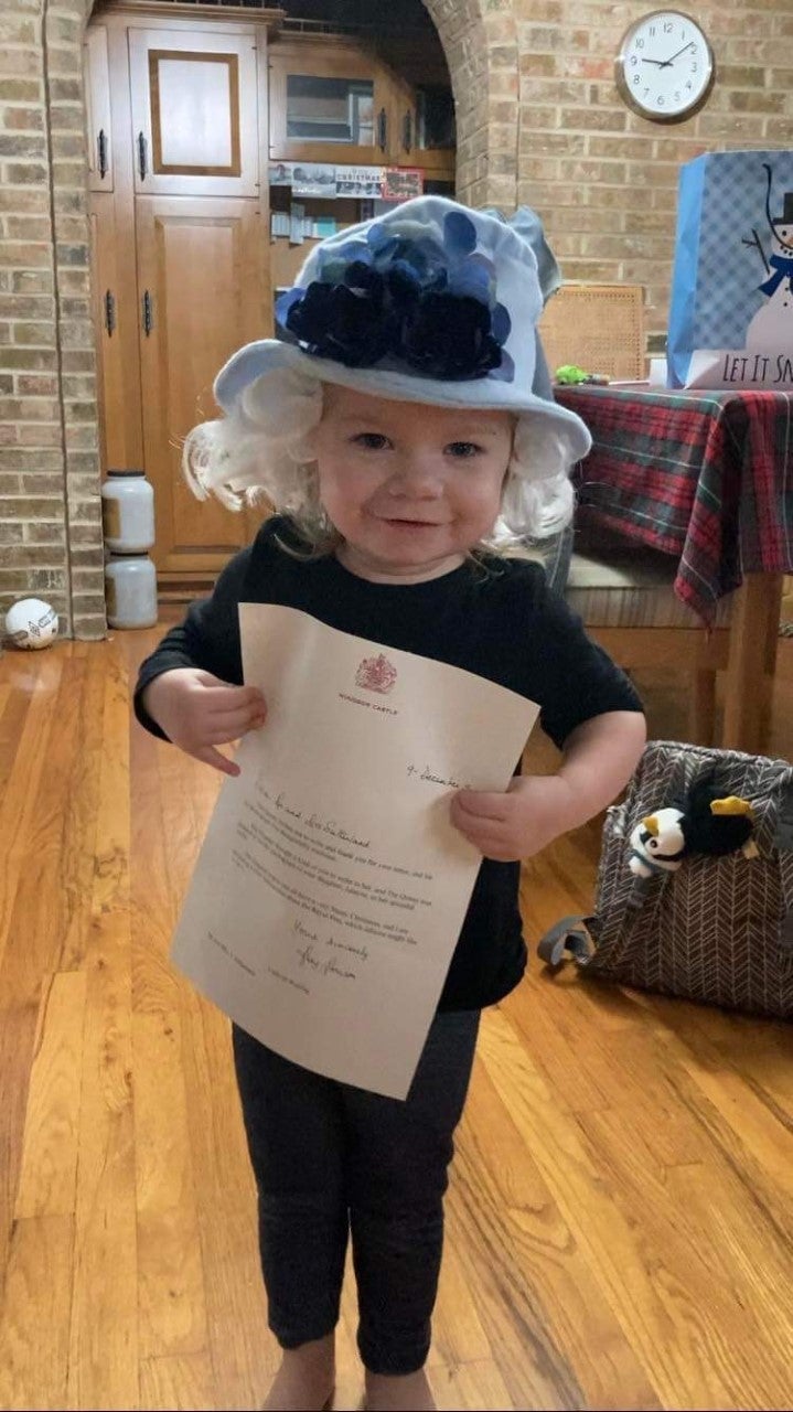 Jalayne with her letter from the Queen