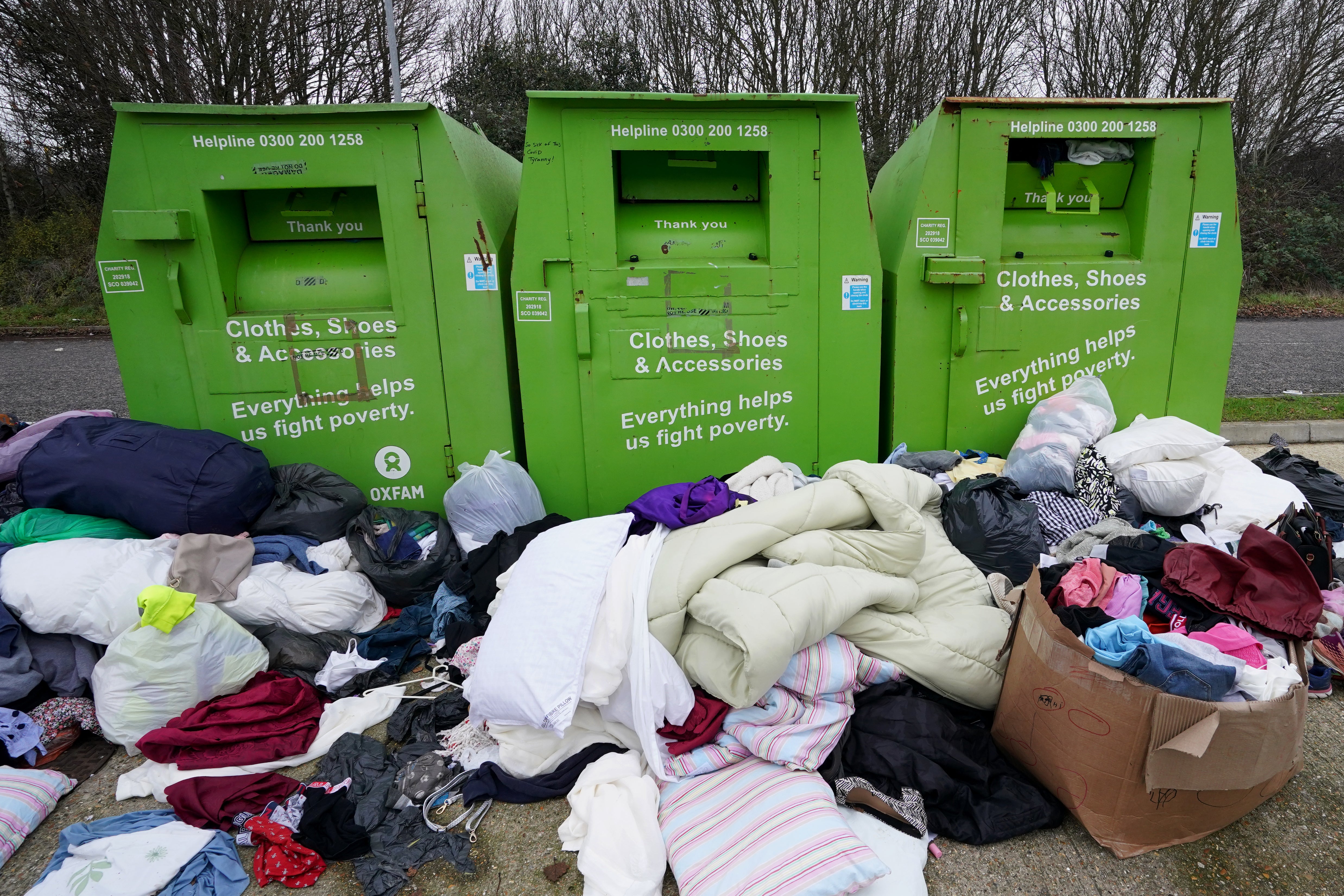 Overflowing recycling point in Ashford, Kent (Gareth Fuller/PA)