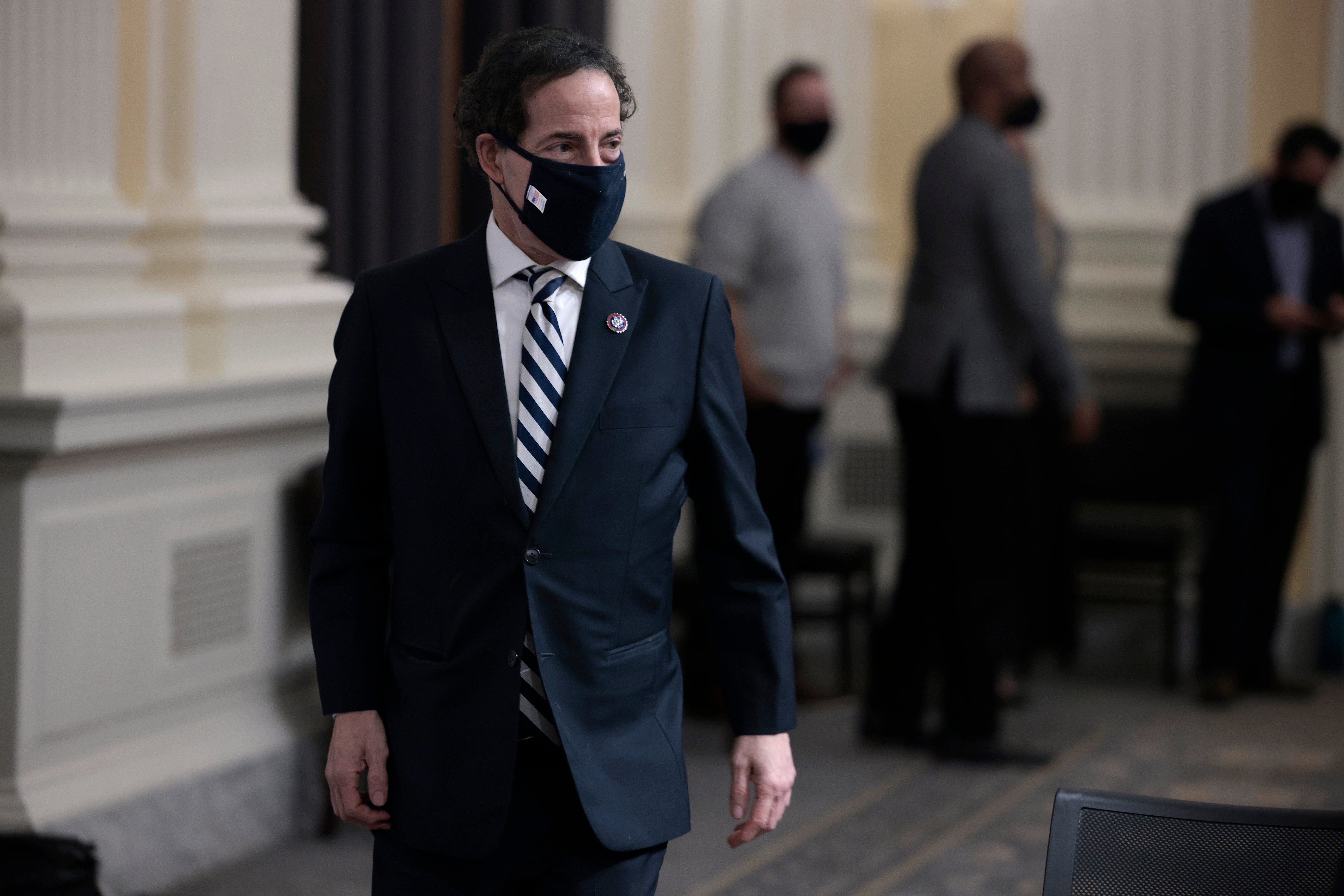 Rep Jamie Raskin (D-MD) arrives at a business meeting with the select committee investigating the January 6 attack, on Capitol Hill on 13 December 2021 in Washington, DC.