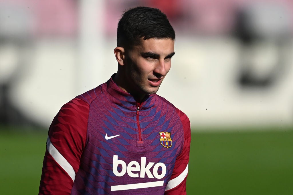 Ferran Torres in training at the Camp Nou