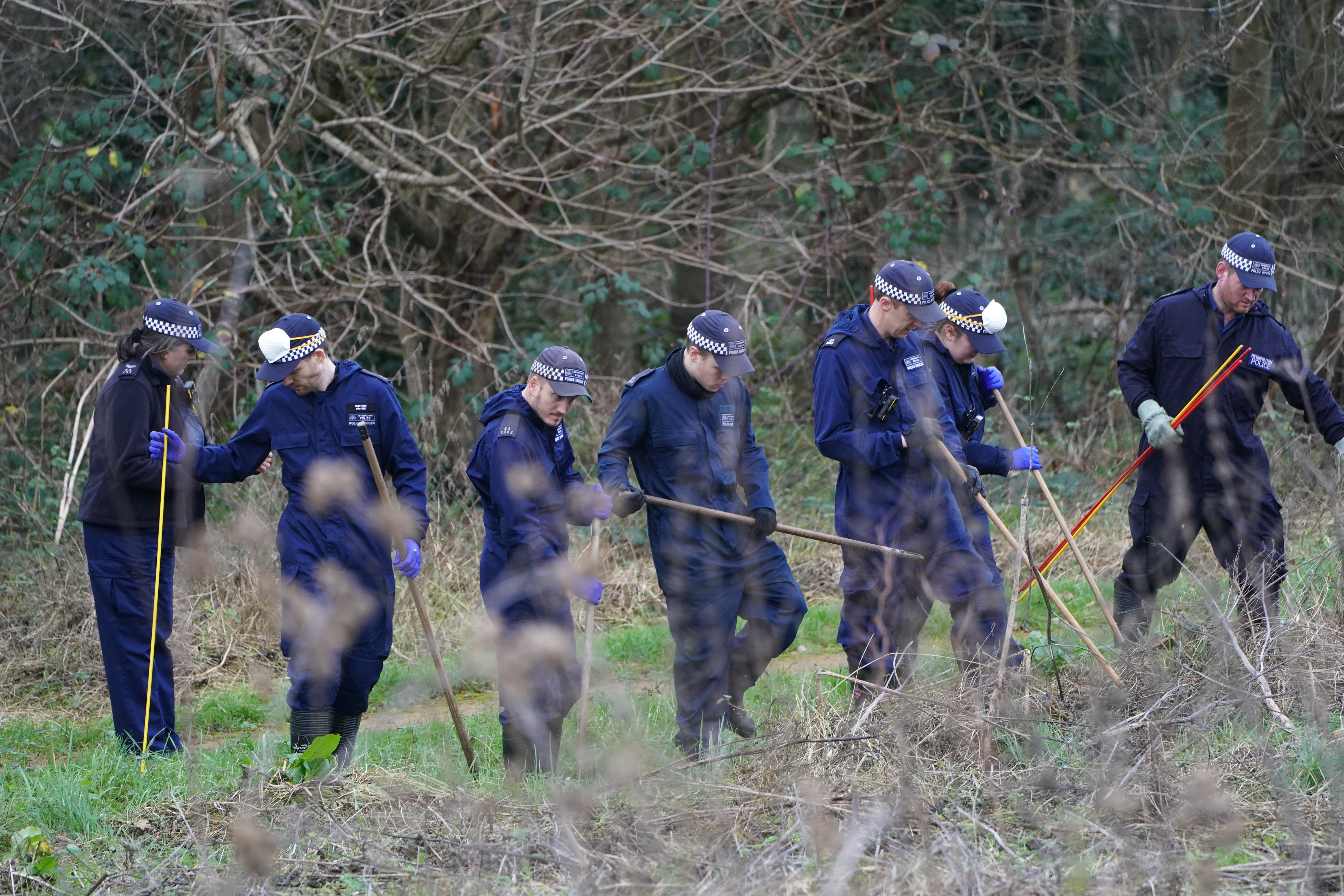 Police activity at Philpot’s Farm open space in Yiewsley, west London, after a 16-year-old boy was stabbed to death (Kirsty O’Connor/PA)