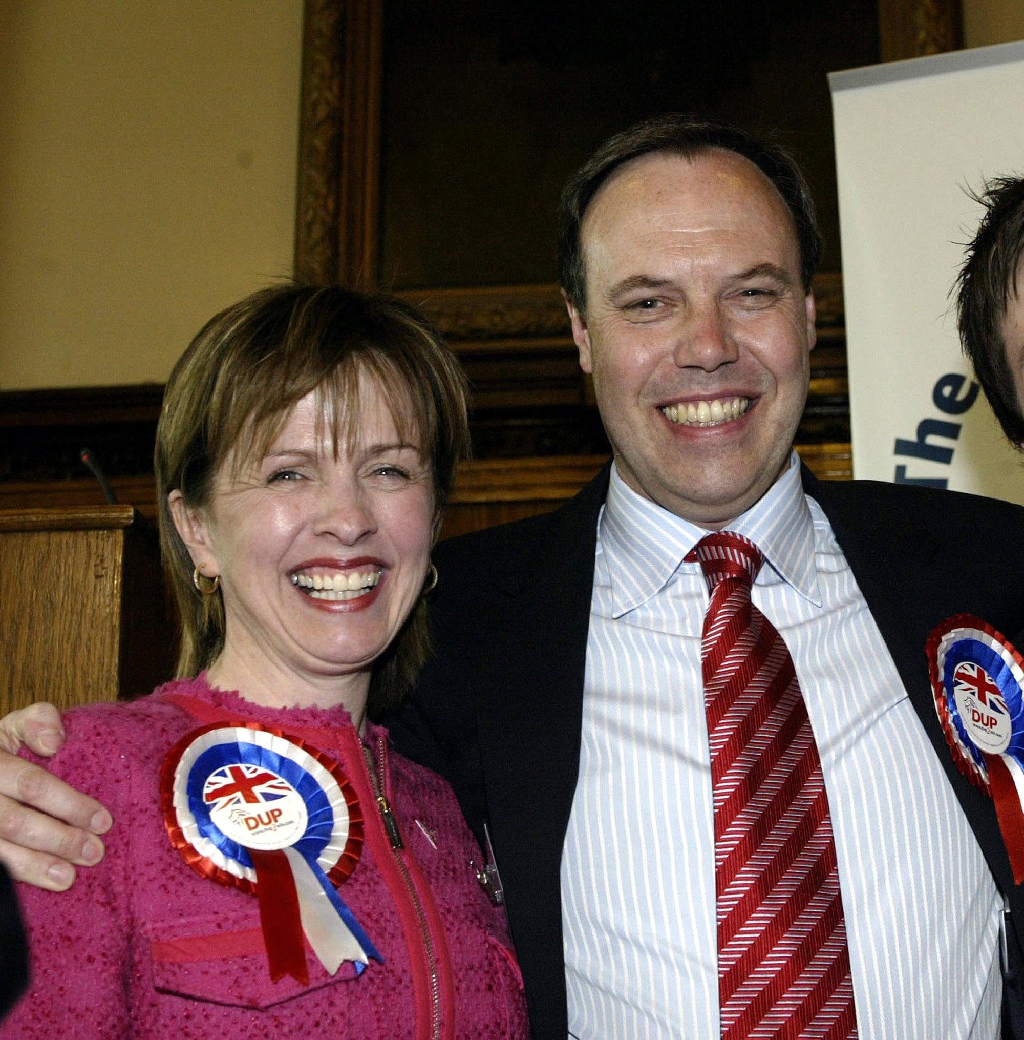 Former DUP MP Nigel Dodds with wife Diane (Paul Faith/PA)
