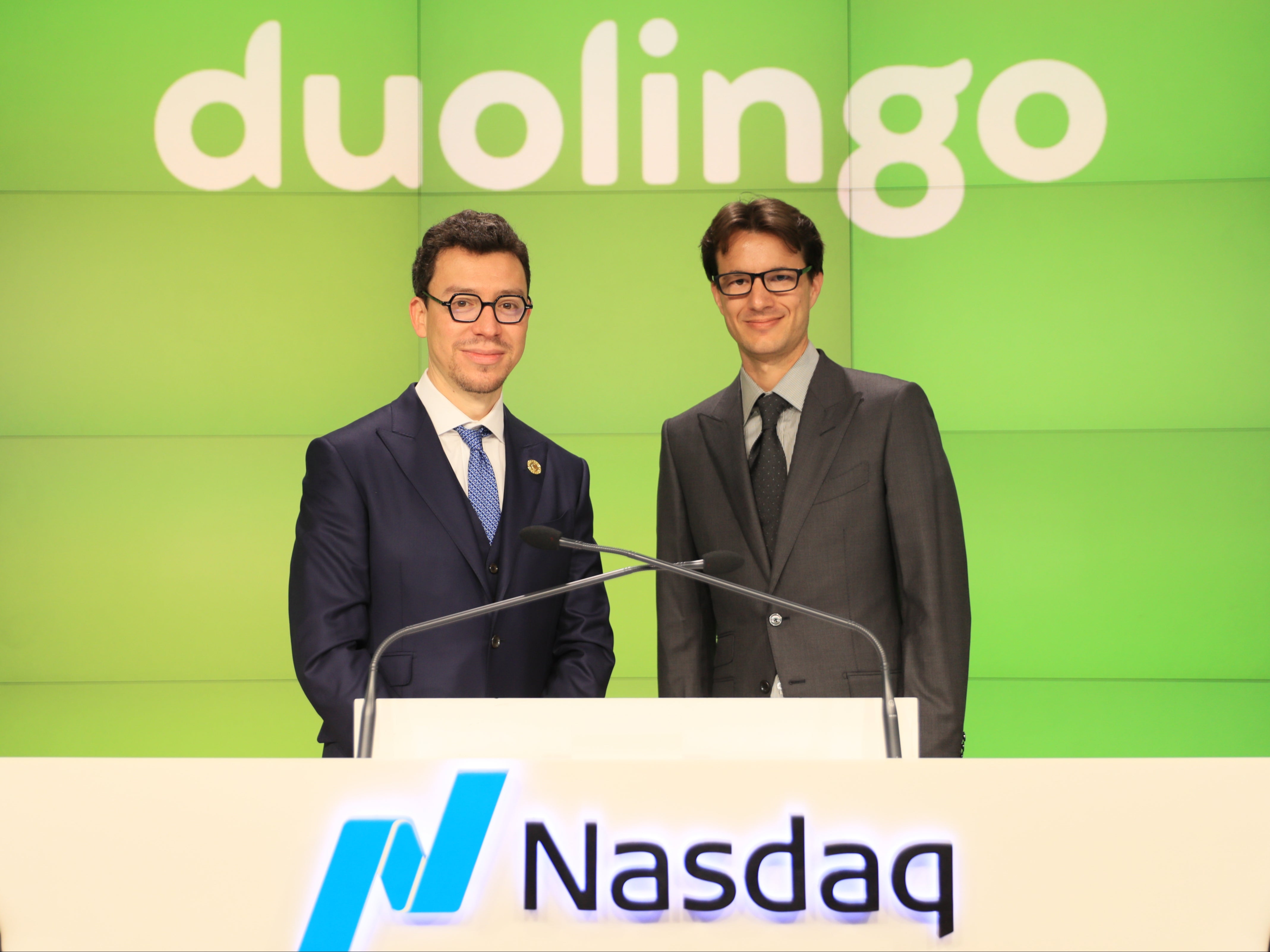 Duolingo’s Luis von Ahn (left) and Severin Hacker