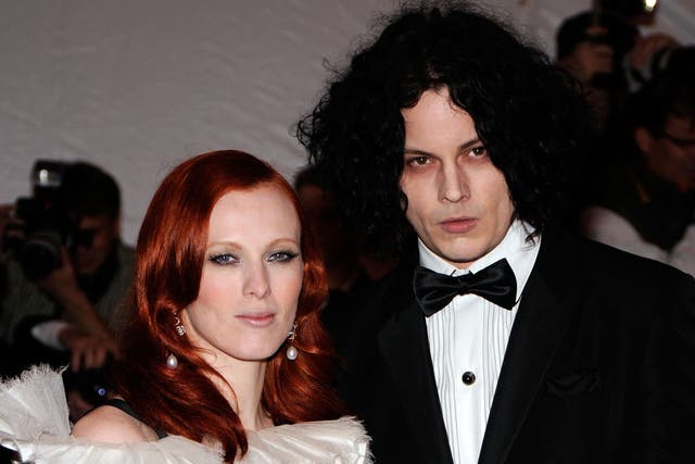 <p>Karen Elson and Jack White at the Met Gala in 2009</p>