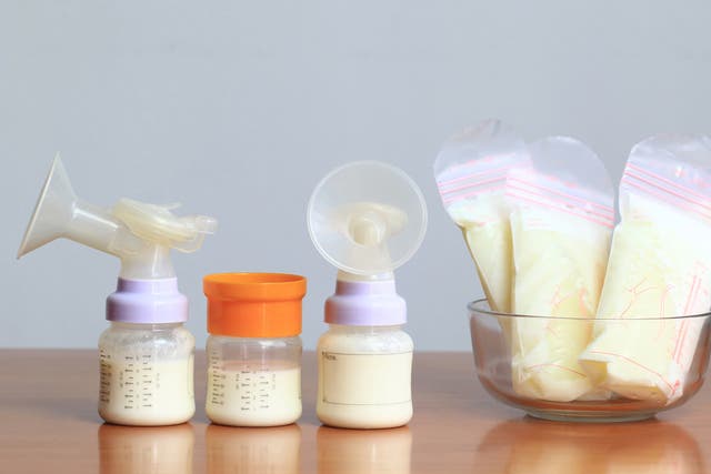 <p>Bottle and pouches of breast milk</p>