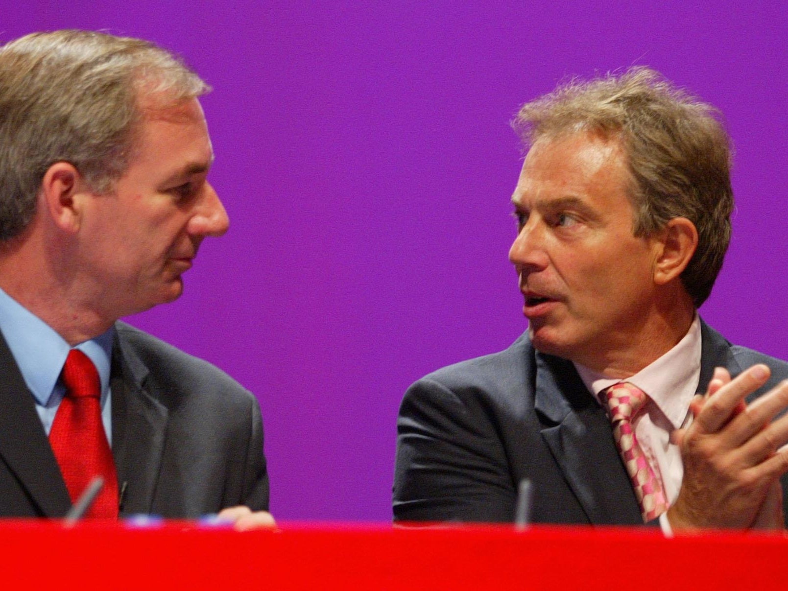 <p>Former defence secretary Geoff Hoon with Tony Blair at 2003 Labour conference</p>