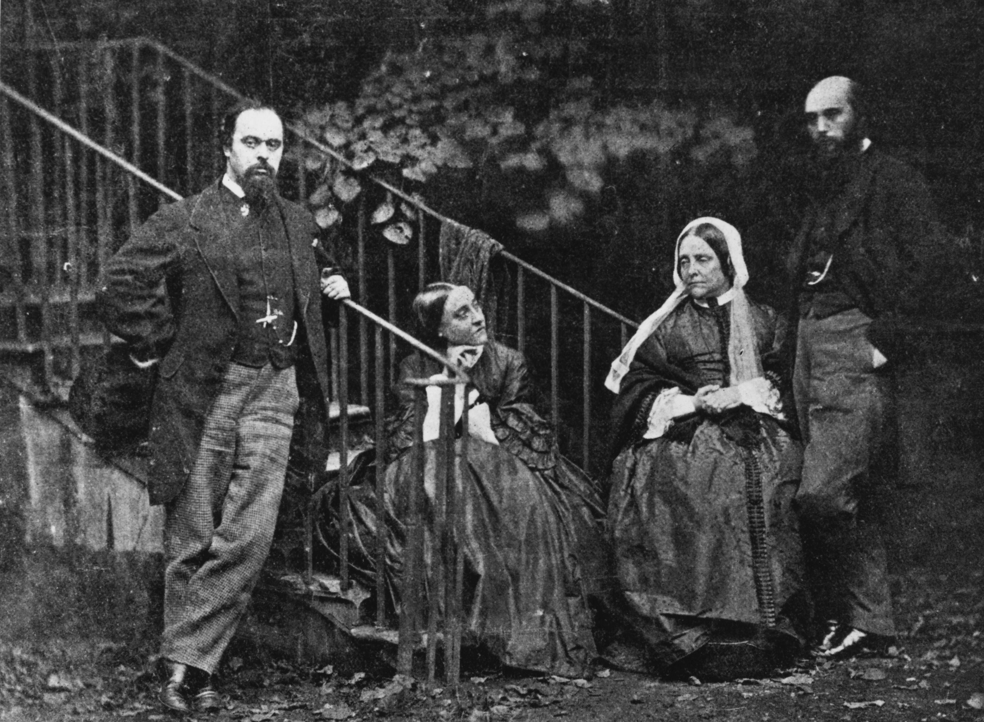 Dante Gabriel Rossetti, his sister Christina, his mother Frances Mary Lavinia and his brother William Michael