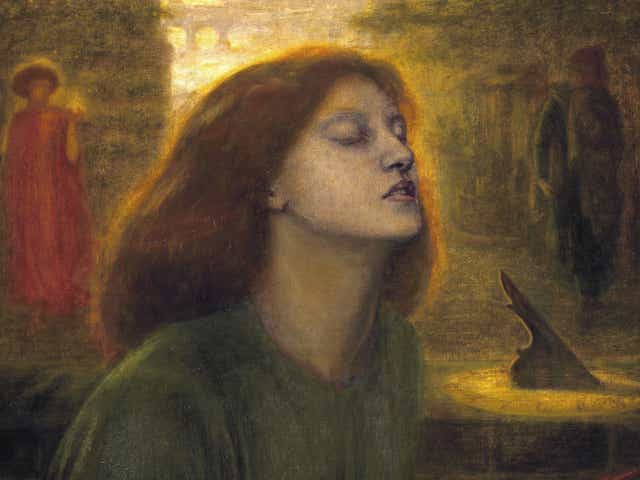 <p>Rossetti’s ‘Beata Beatrix’ depicts the moment his wife Elizabeth Siddal died beside the Thames </p>