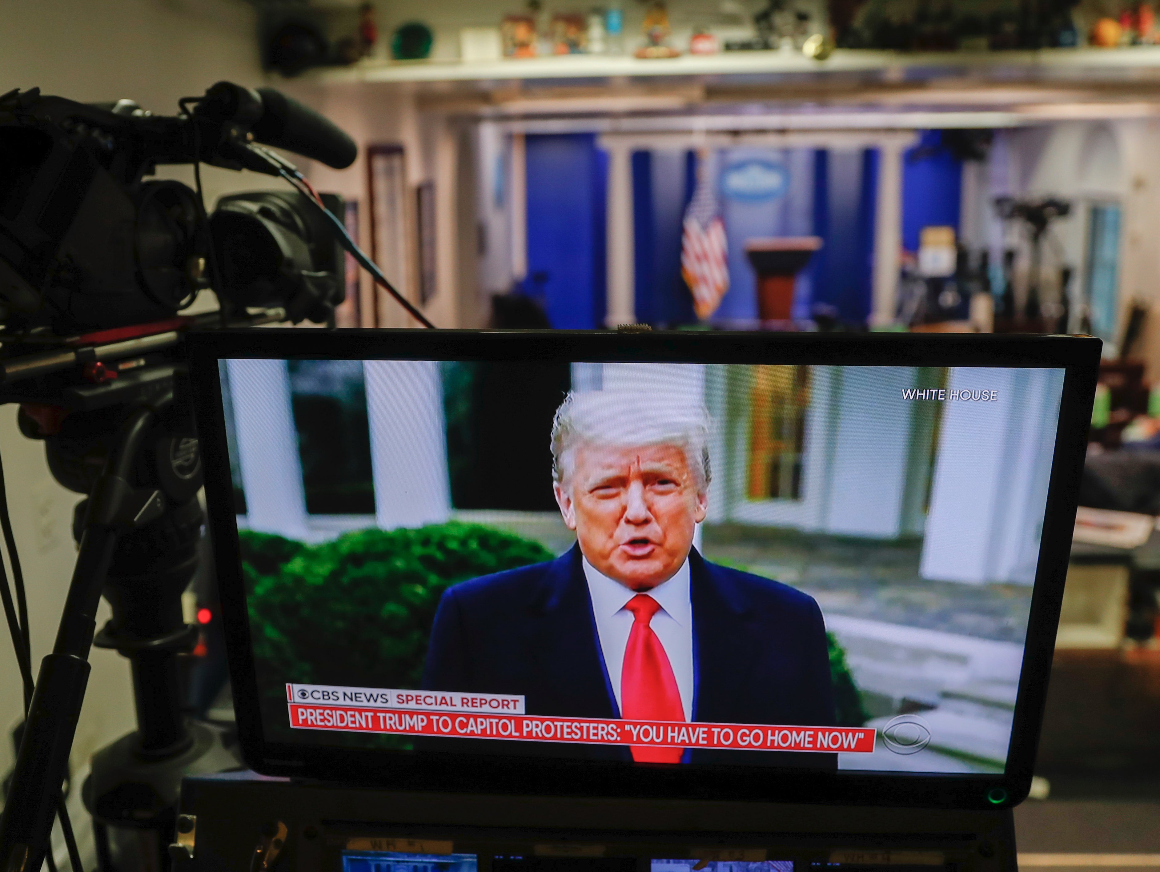 Donald Trump delivers video message distancing himself from events of 6 January 2021
