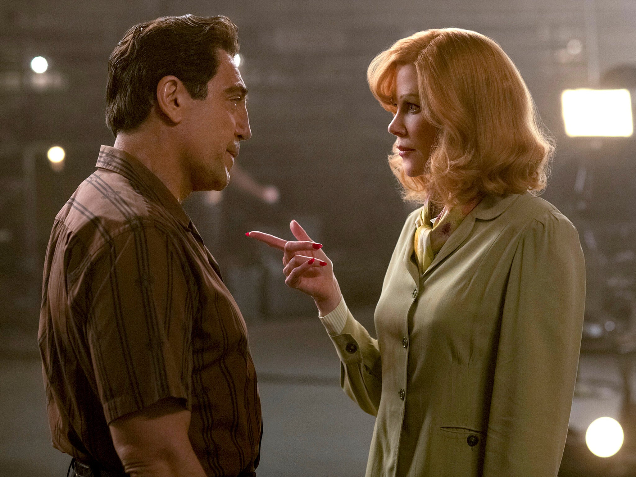 Kidman as Lucille Ball and Javier Bardem as Desi Arnaz in a scene from ‘Being the Ricardos’
