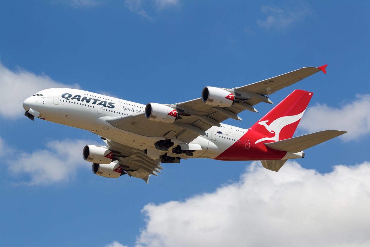 A Qantas Airbus taking off