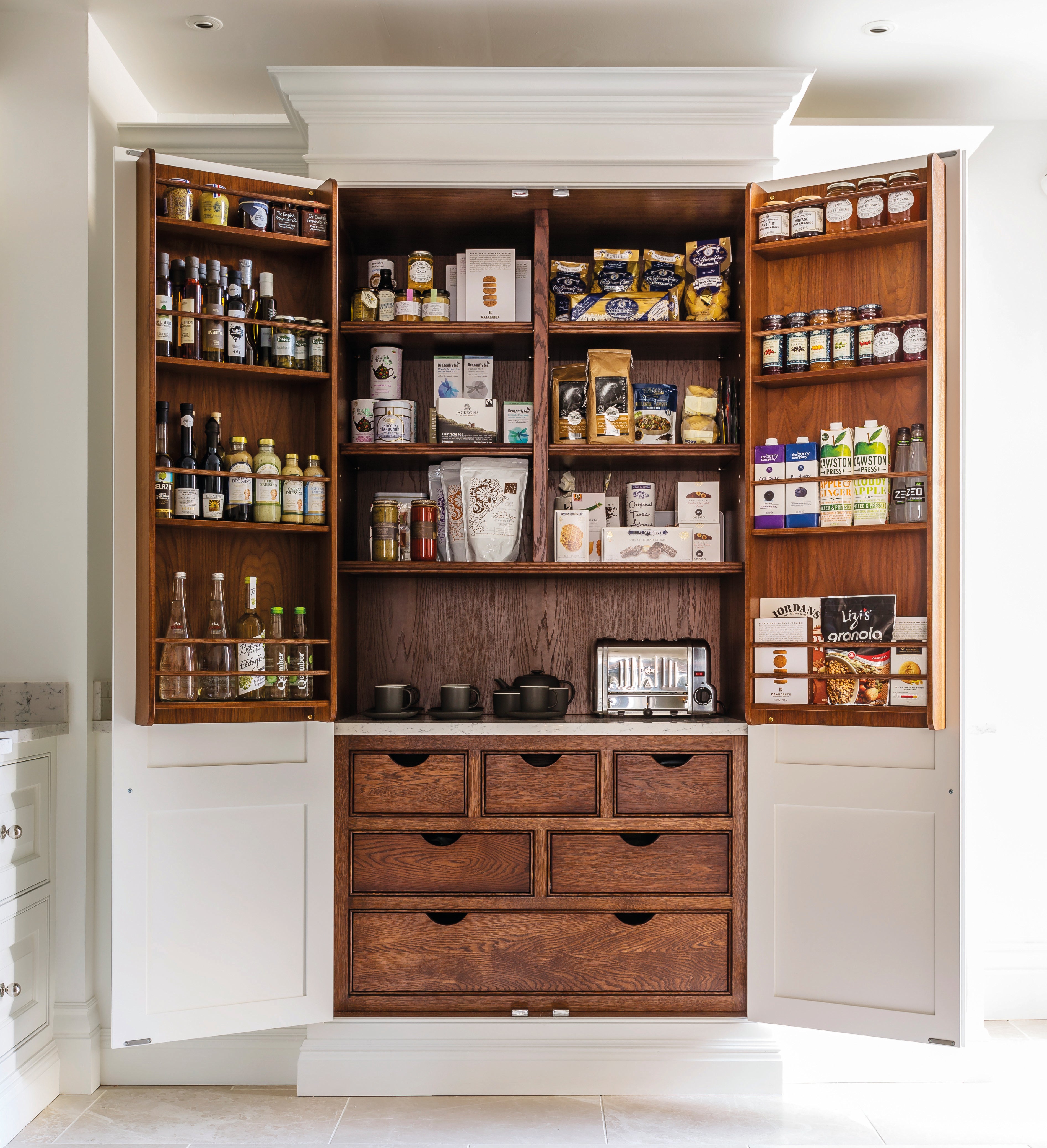 Opening a double pantry gives the process of cooking and entertaining a real sense of occasion
